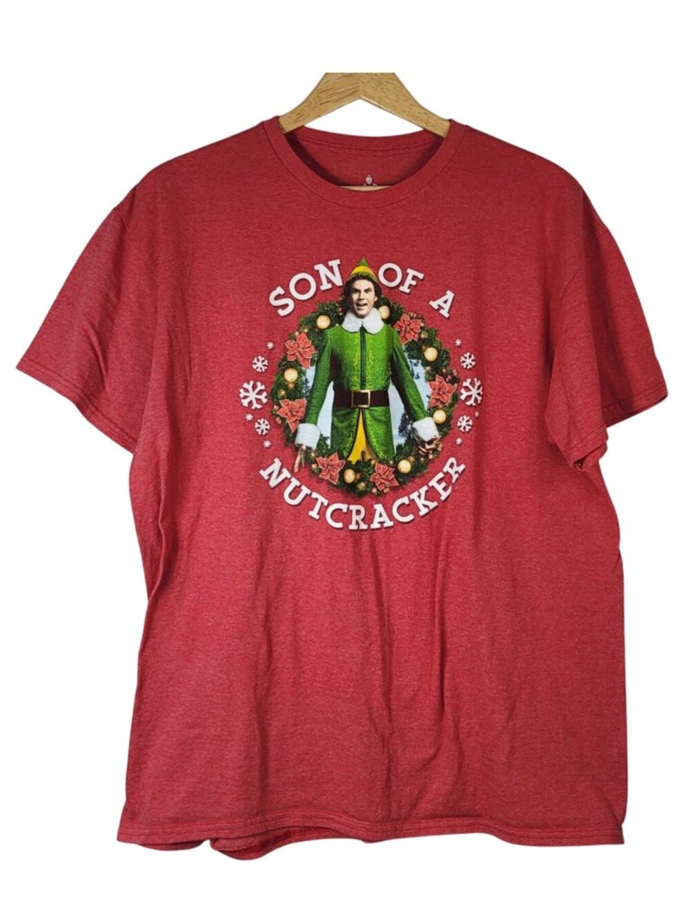 Elf Movie Mens Son Of A Nutcracker T-Shirt Red Large Short Sleeve Christmas